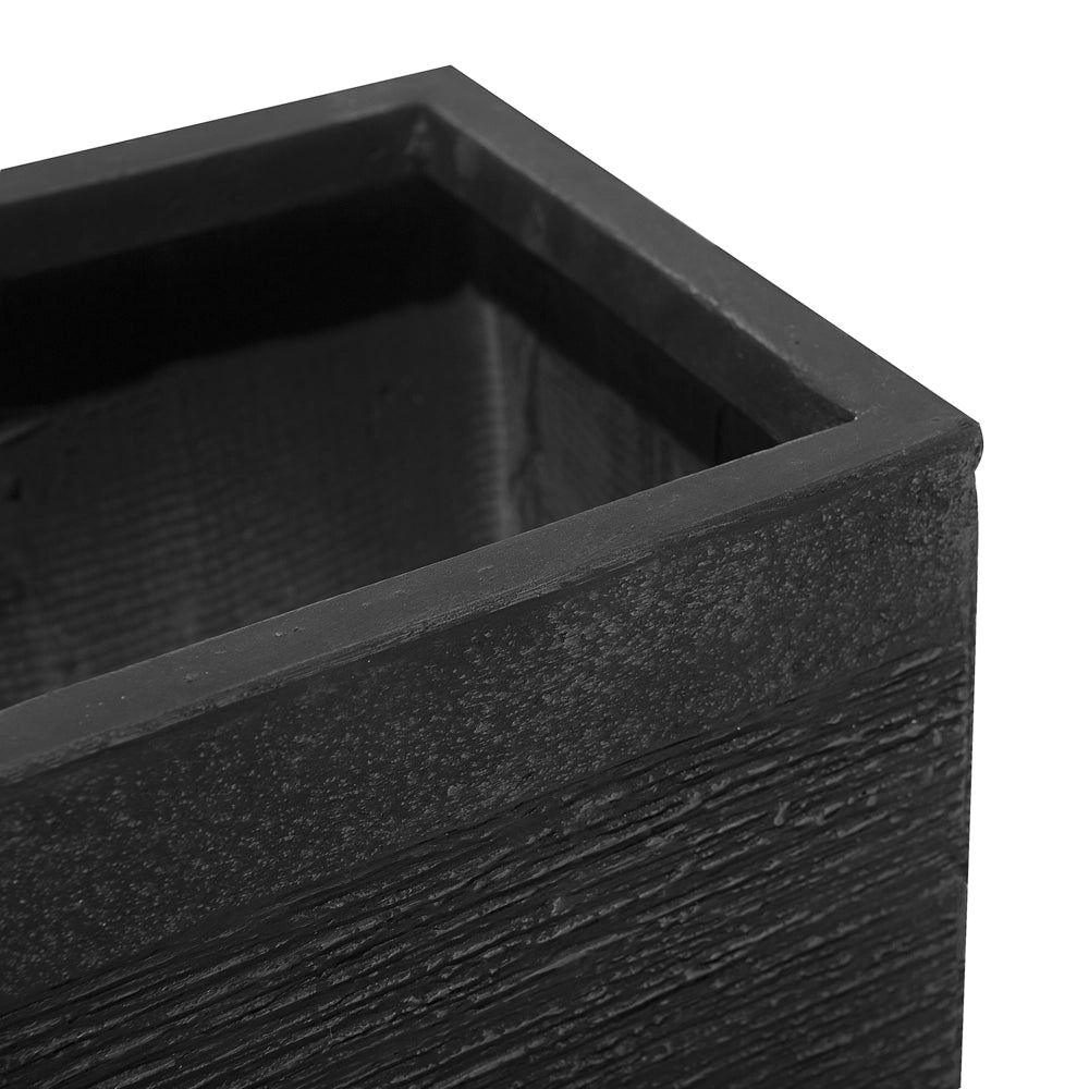 Vaso per piante fioriera in fibra nera solida quadrata 30 x 28 cm resistente ai raggi UV