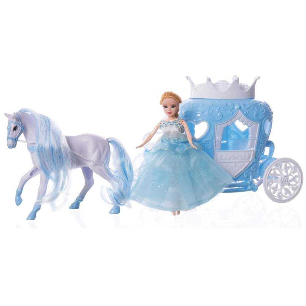 Bambola Principessa dei Ghiacchi Con Carrozza Cavallo e Accessori Gioco Bambini