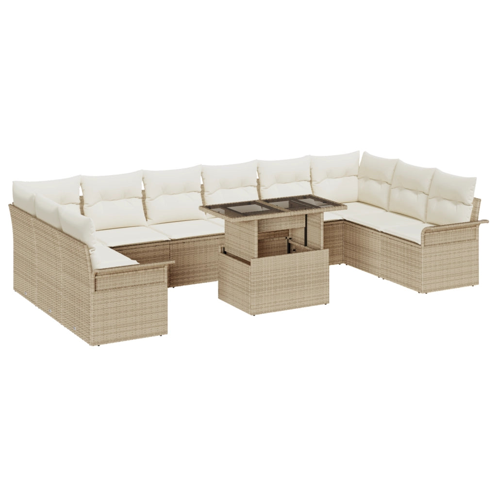Set di divani da giardino  11 pezzi con cuscini beige polirattan