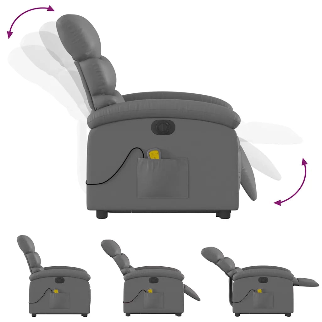 Poltrona Alzapersona Elettrica Reclinabile Grigio in Similpelle 3204064