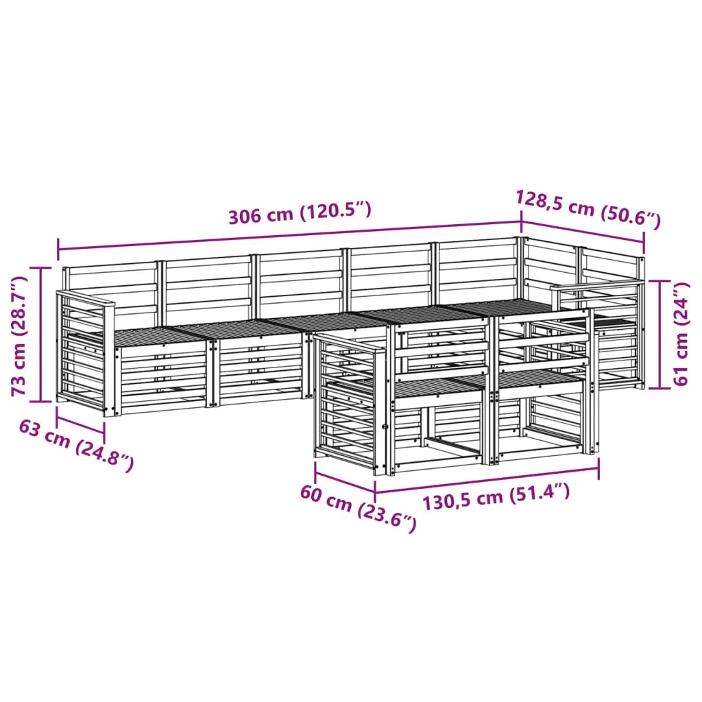 Set di divani da esterno 8 pcs Bianco 306 x 128,5 x 73 cm 3392044