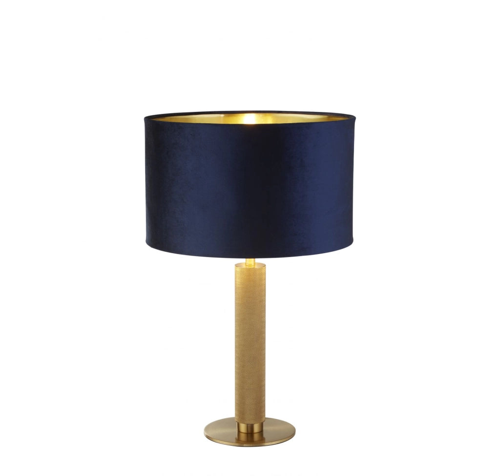 Lampada da tavolo London - Ottone zigrinato e paralume in velluto blu navy