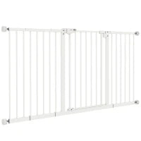 Cancellino per Cani a 3 Estensioni con Larghezza Regolabile 74-148 cm e Chiusura Automatica, Bianco