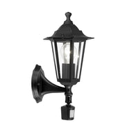 Applique Esterno Classica Laterna 4 Alluminio Nero Sensore 1 Luce E27