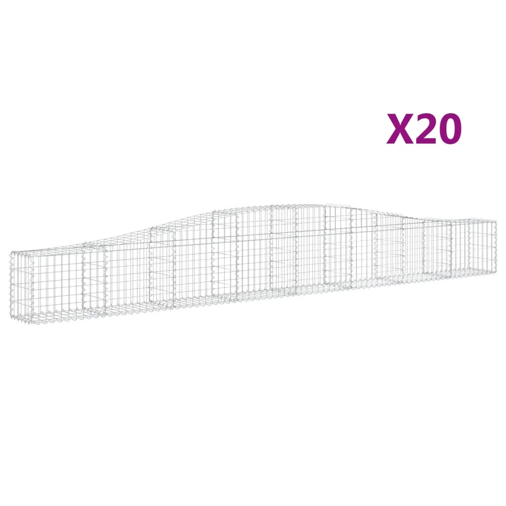 Cesti Gabbioni ad Arco 20 pz 400x30x40/60 cm Ferro Zincato 3145797