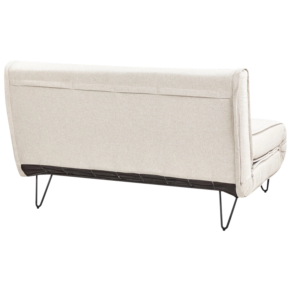 Divano letto 2 posti glamour con cuscini in tessuto beige chiaro senza braccioli Glamour