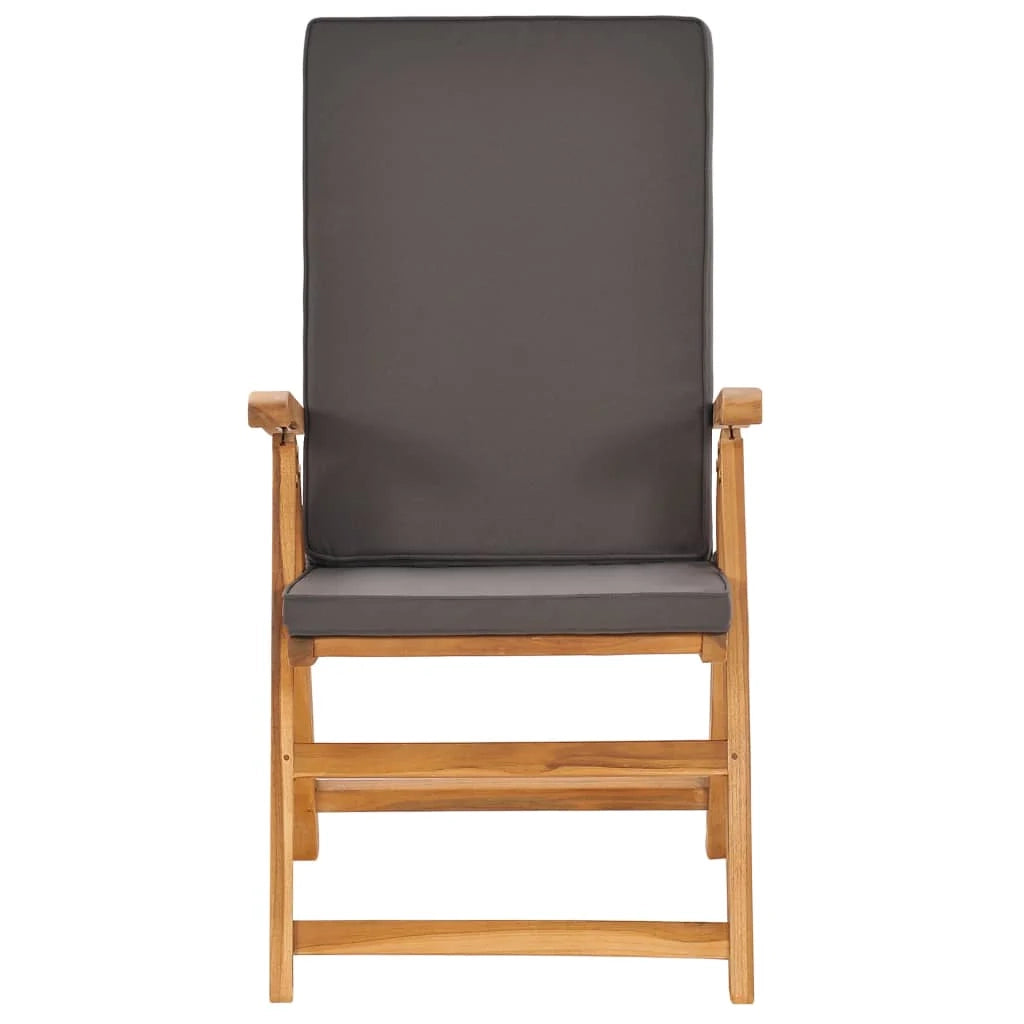 Set di mobili da giardino mobili da esterno 5 pezzi con cuscini grigi legno massello di teak 02_0016383