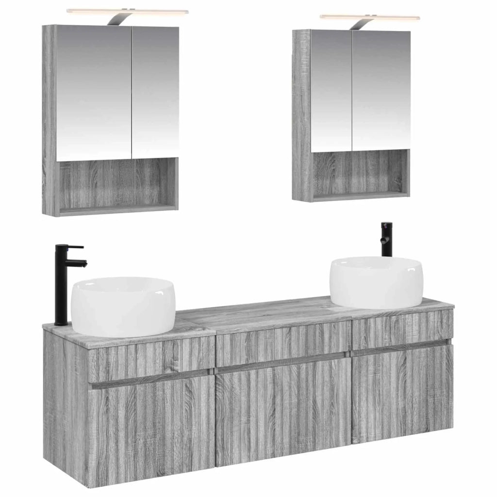 Set di Armadi da Bagno 5 pcs Sonoma grigio 50 x 14,5 x 70 cm 3406644