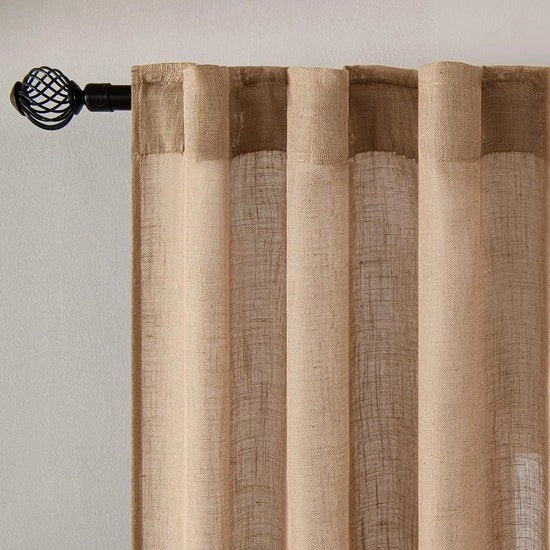 Set di tende da finestra voile moderno aspetto lino trasparente a metà per salotto camera da letto camera dei bambini divisa spazio set di 2 marrone 245 x 140 cm