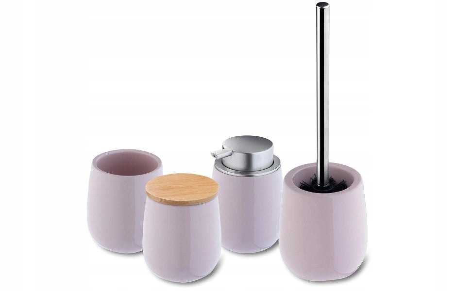 Dispenser di sapone liquido KADAX, contenitore da 400 ml in ceramica rosa.