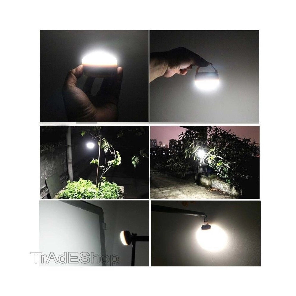 Trade Shop - Lanterna Luce Led Portatile Tascabile Per Campeggio Pesca Gancio Con Calamita -