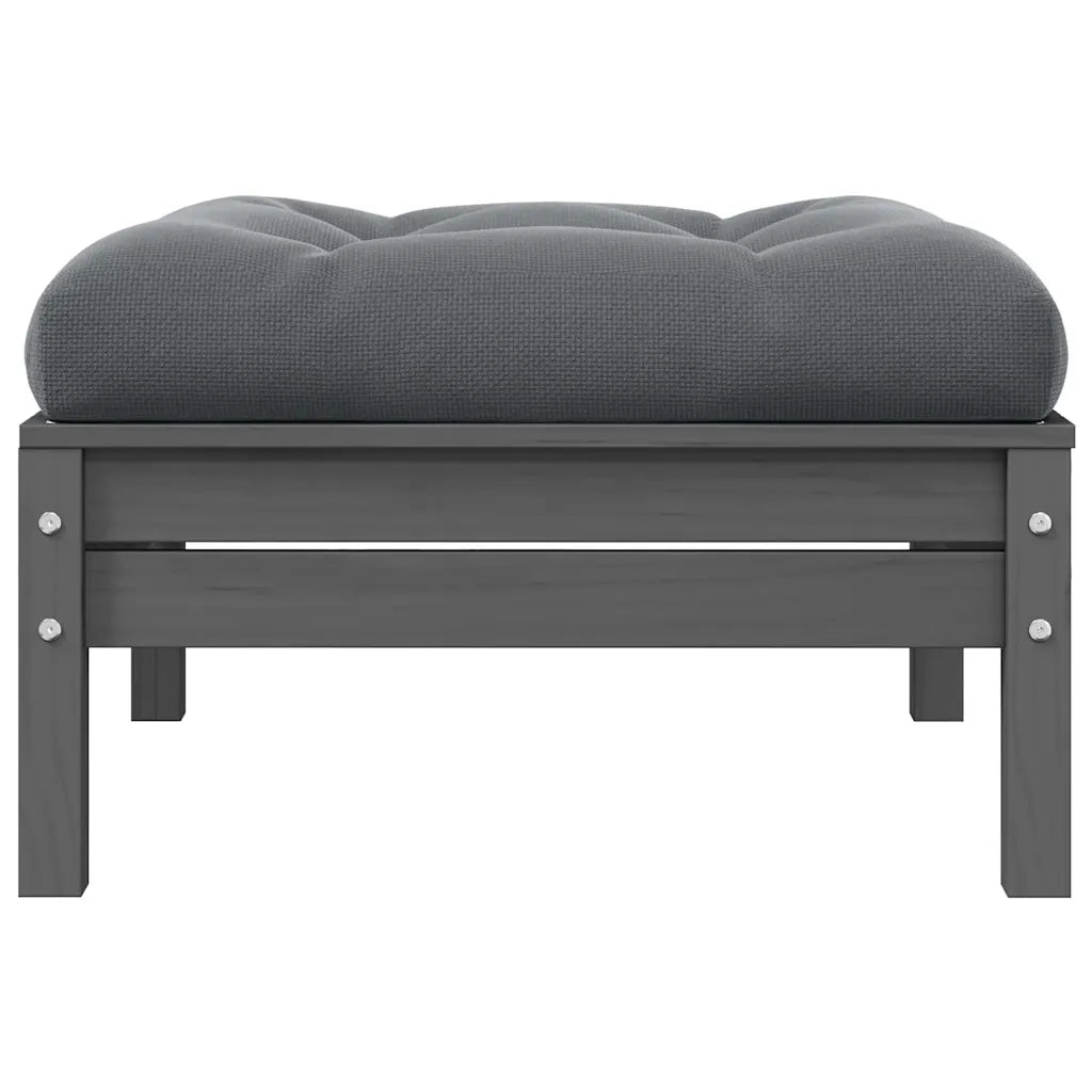 Sgabello da Giardino Antracite con Cuscino Grigio Legno di Pino 806642