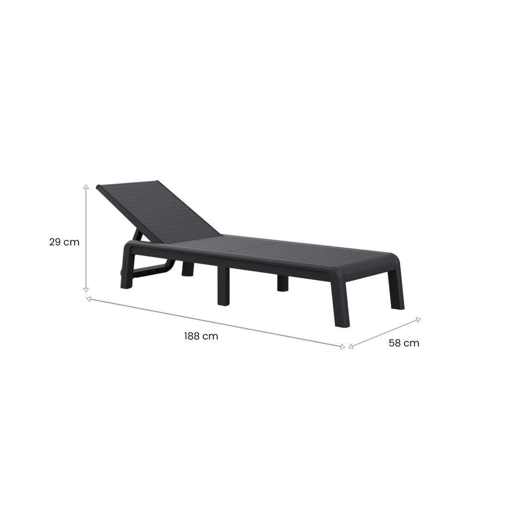 Lettino prendisole Shawinigan, Sdraio da giardino, Letto pieghevole outdoor, Sedia reclinabile, 188x58 h29 cm, Antracite