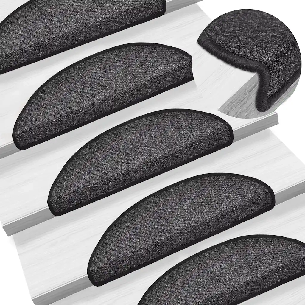Tappetini per scale 20 pz 56x17x3 cm Antracite Semicircolari