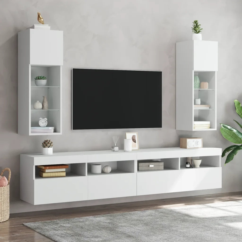 Mobile TV con Luci LED-Credenza TV-Console TV Bianco 30,5x30x90 cm