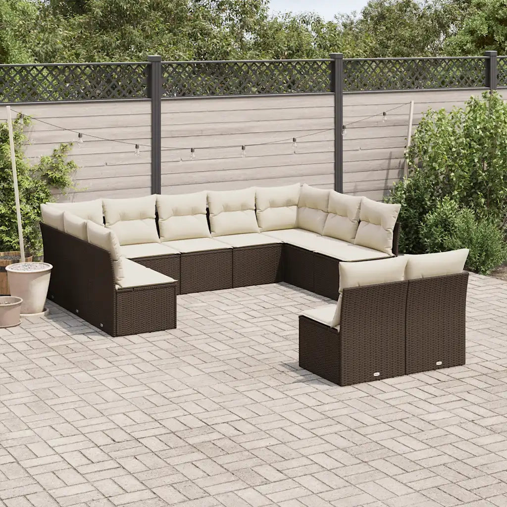 Set Divani da Giardino 11 pz con Cuscini Polyrattan Marronecod mxl 111541