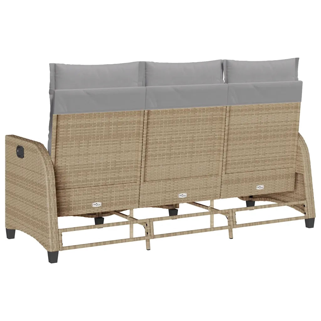 Divano da Giardino Reclinabile con Cuscini a L-Sofa da Giardino Beige Polyrattan 499405