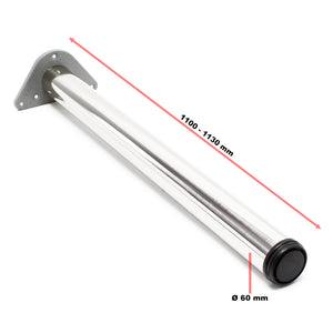 Set 4 gambe per tavolo regolabili in acciaio inox nichel Ø 60mm 1100mm Piedi per mobili