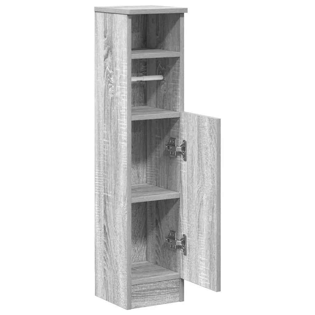 vidaXL Mobile da Bagno con Portarotolo Grigio Sonoma 20,5x22x90 cm