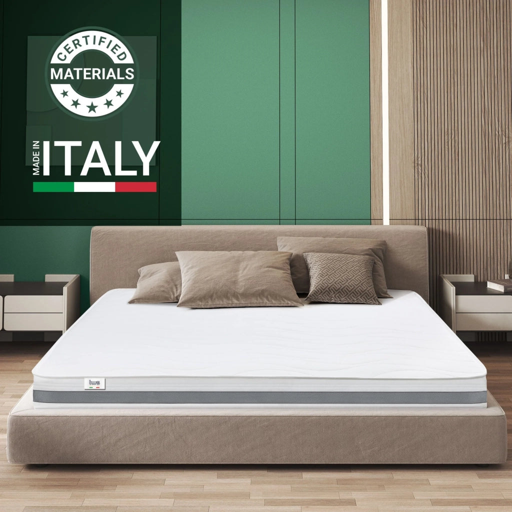 Materasso Singolo 105x205 cm in Memory Antibatterico | Altezza 16 cm | Rivestimento 3D Air in Fibra Ipoallergenica | Materasso Ortopedico a 7 Zone Differenziate Termosensibili