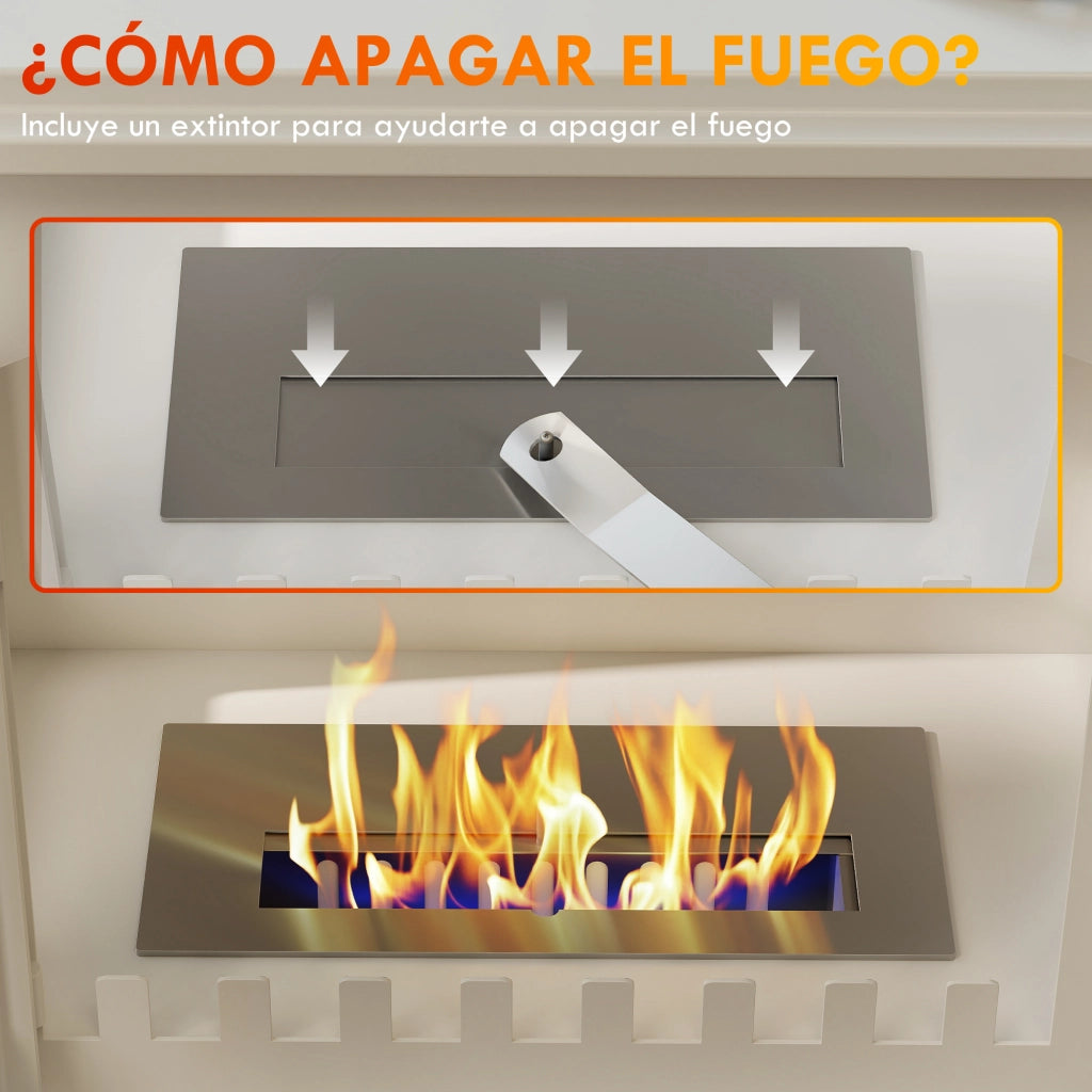 Camino a Bioetanolo da Pavimento con Serbatoio 0,9L ¨C zephmum ¨C 45x28x54cm Bianco