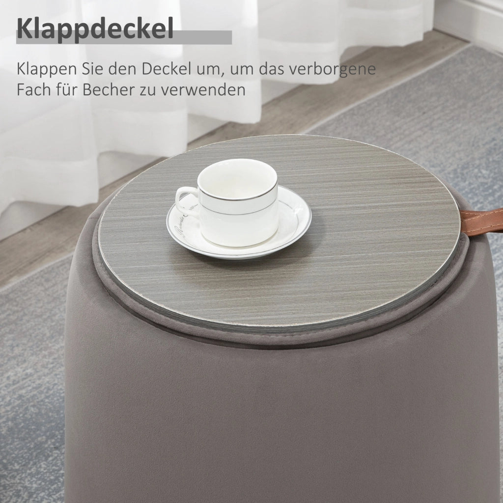 POUF Contenitore rotondo Ø44 x 47,5 cm in poliestere grigio scuro