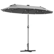 Ombrellone doppio con Base a crocee Luci Solari, 295x150x219cm, Grigio