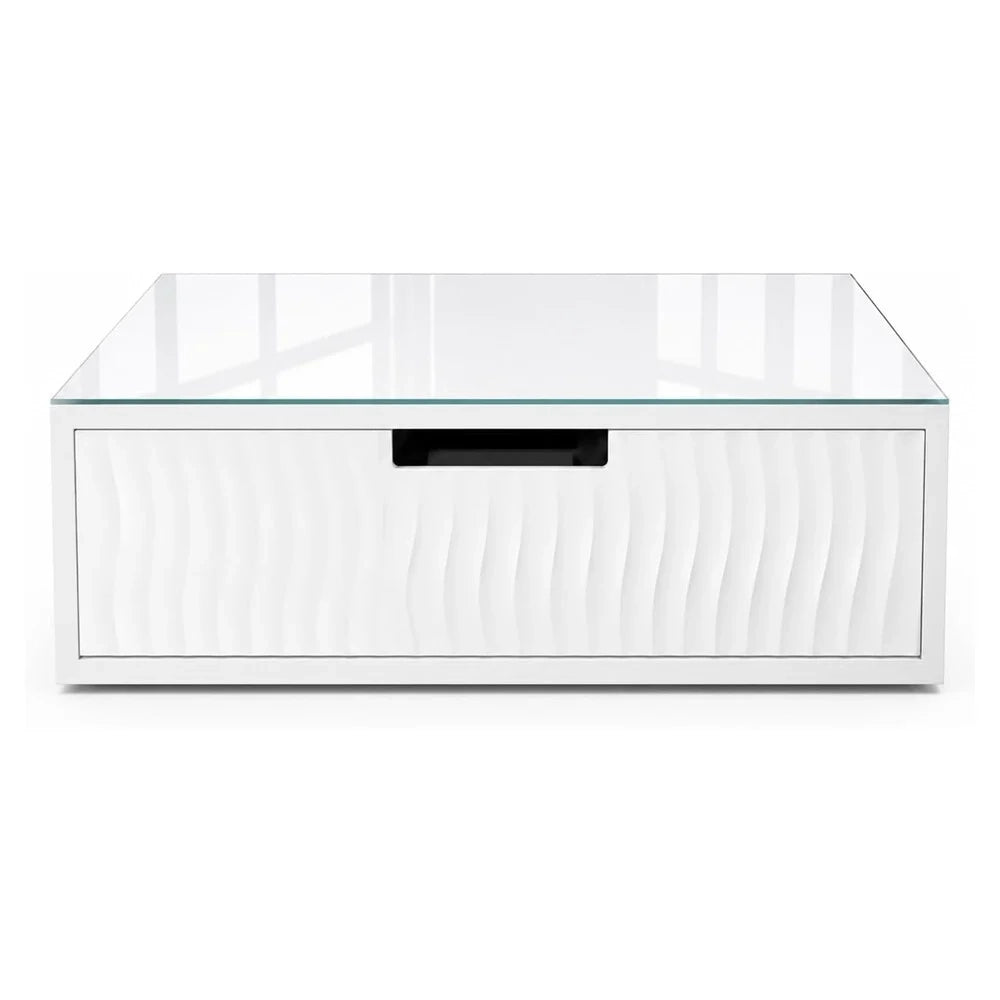 Trade Shop - Cassetto Organizer Porta Capsule Cialde Bianco Top In Vetro Bianco Con Divisori 749669 -
