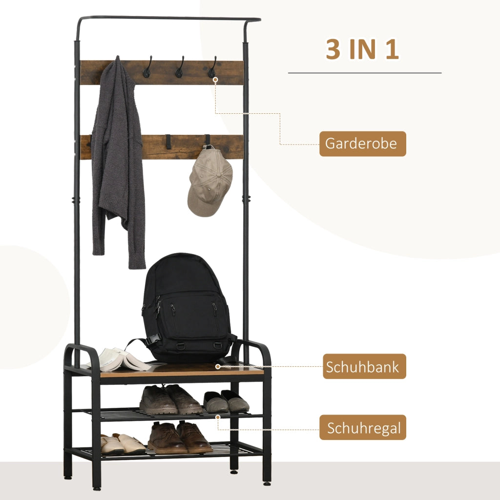 Appendiabiti con scaffale per scarpe ¨C zephmum ¨C MDF nero 72x34x185 cm