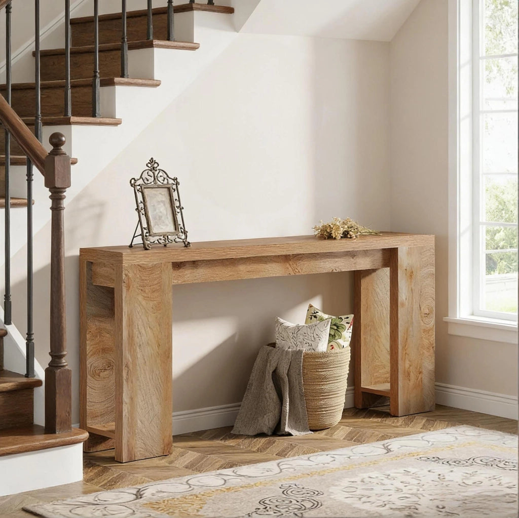 Tavolo consolle rustico per ingresso 63 x 11;81 pollici marrone