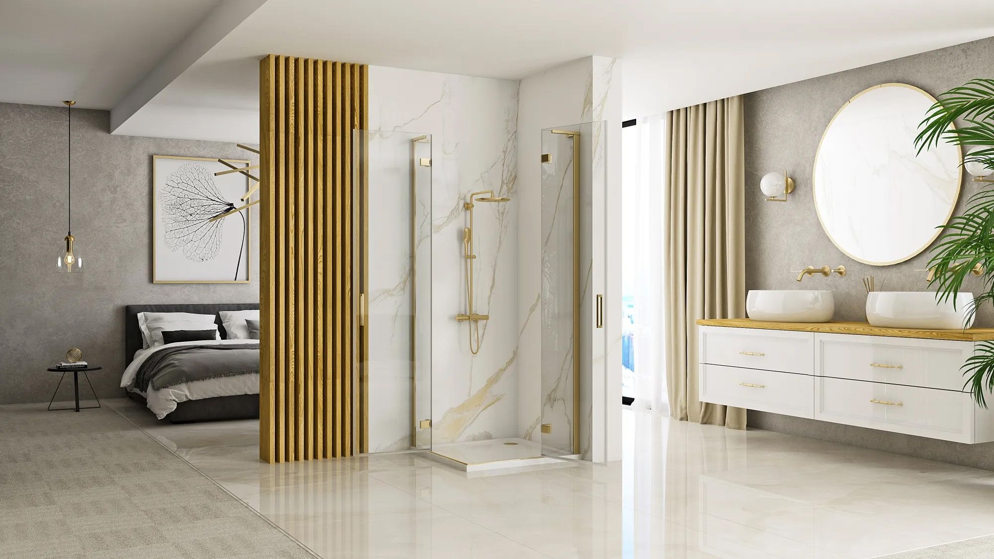 Cabina Doccia Rea Hugo 100x100 Gold Brush