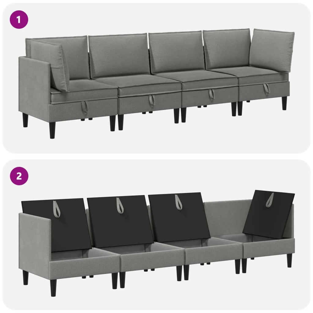 Set di mobili per il soggiorno 4 pcs Grigio scuro Tessuto