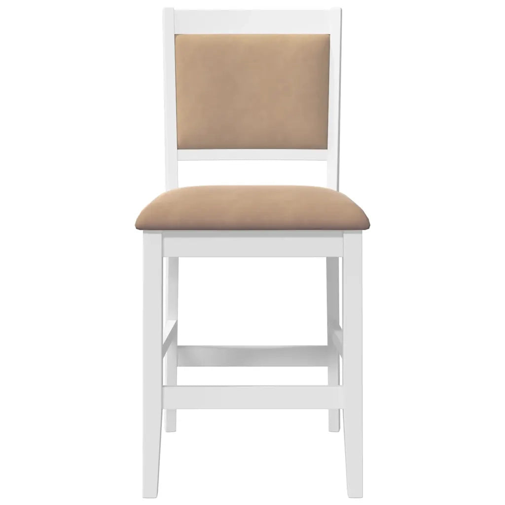 Sgabelli da Bar con Cuscini 2 pz Bianco Legno Massello di Hevea
