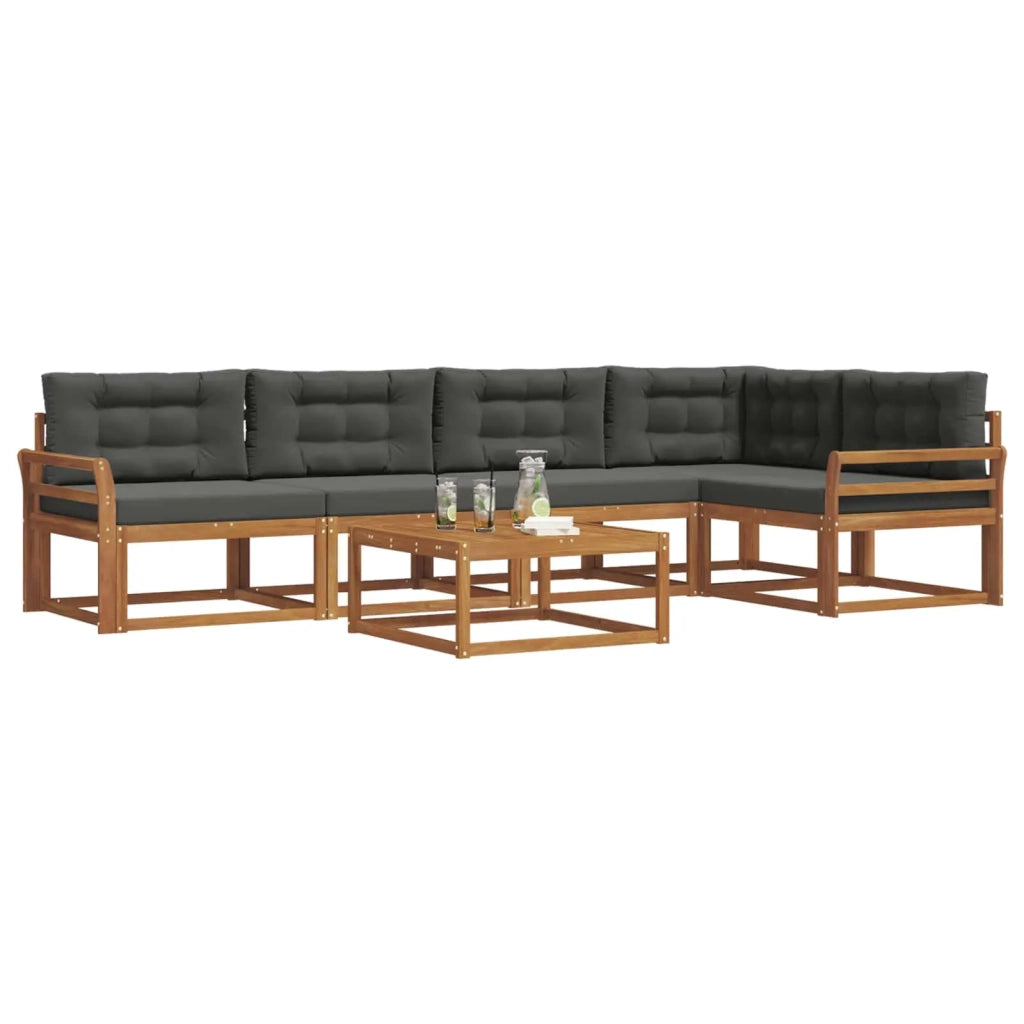 Set di divani da esterno con cuscino 6 pcs Naturale e Antracite