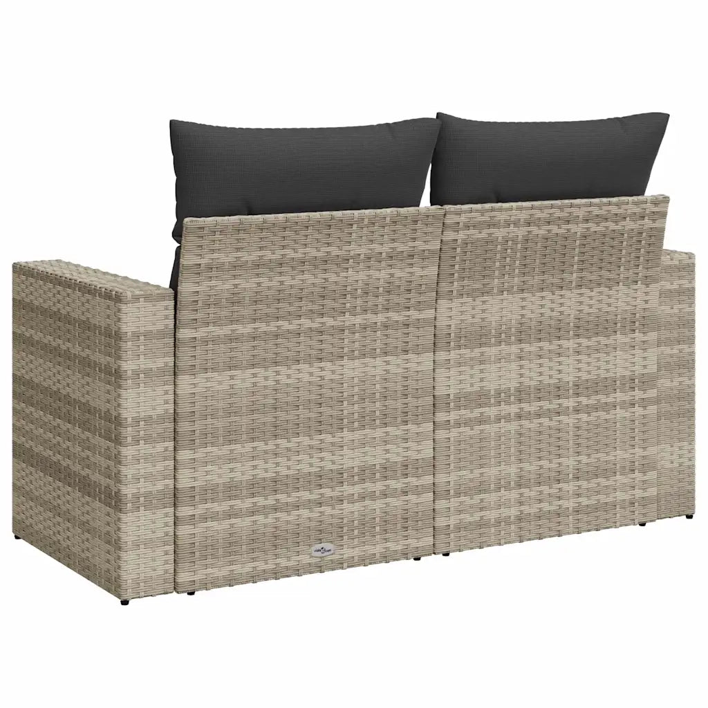 Divano da Giardino con Cuscini 2 Posti-Sofa da Giardino-Divano da esterno Grigio Chiaro Polyrattan 770504