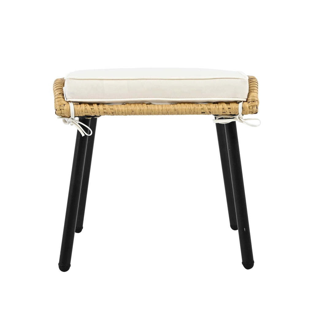 SET TAVOLO GIARDINO 5 PEZZI 67,06x67,06x42,16 cm Rattan Bianco e Naturale