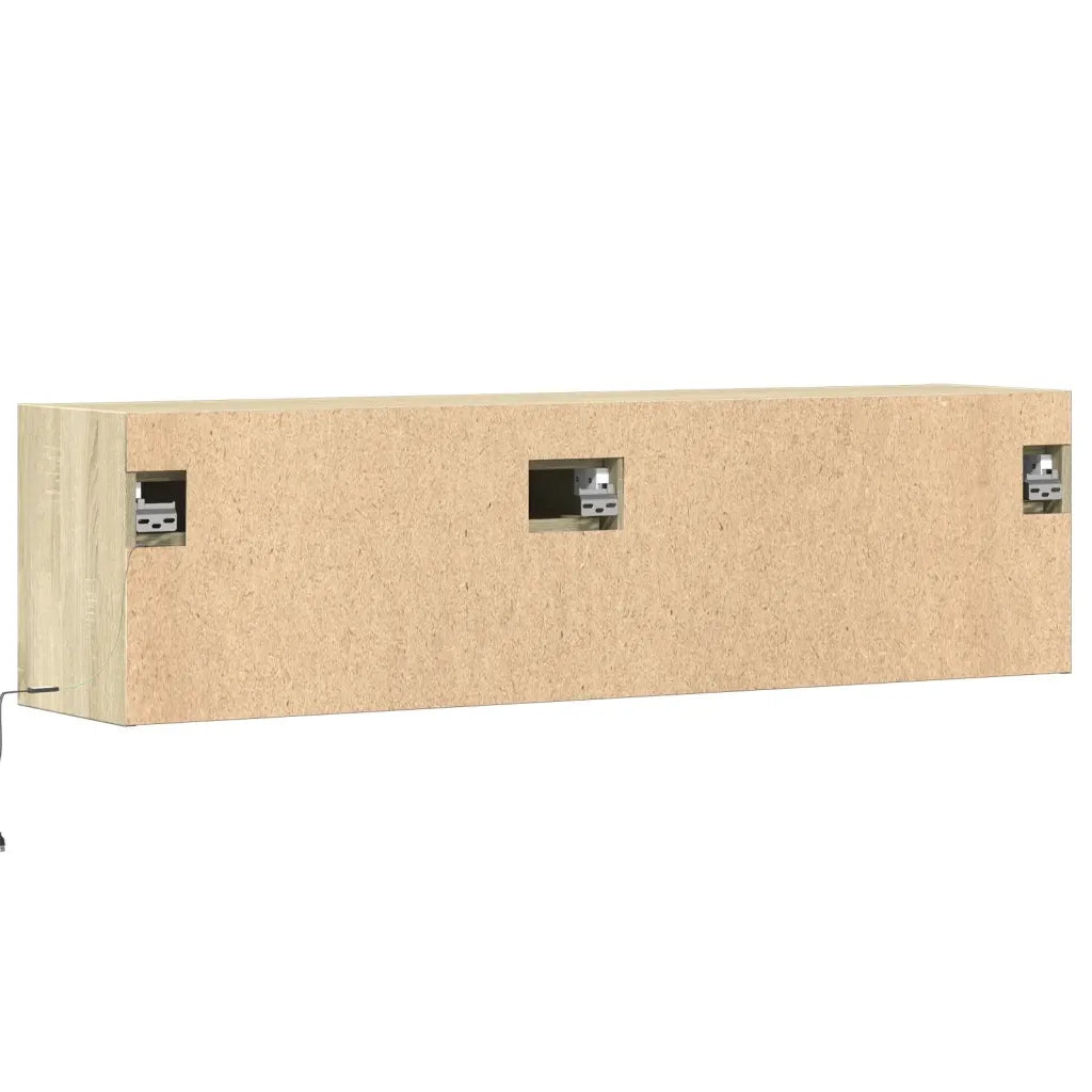 Mobile TV a Parete con Luci LED-Mobile TV a Muro Rovere Sonoma 140x31x38 cm
