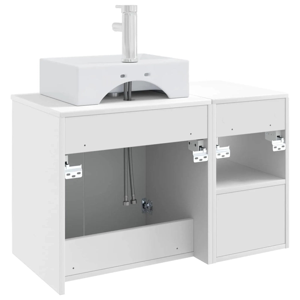 Set di mobili per il bagno 2 pz Bianco Lucido 3404058