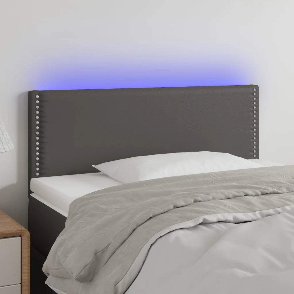 Testiera | Testata Grigia a LED 80x5x78/88 cm in Similpelle