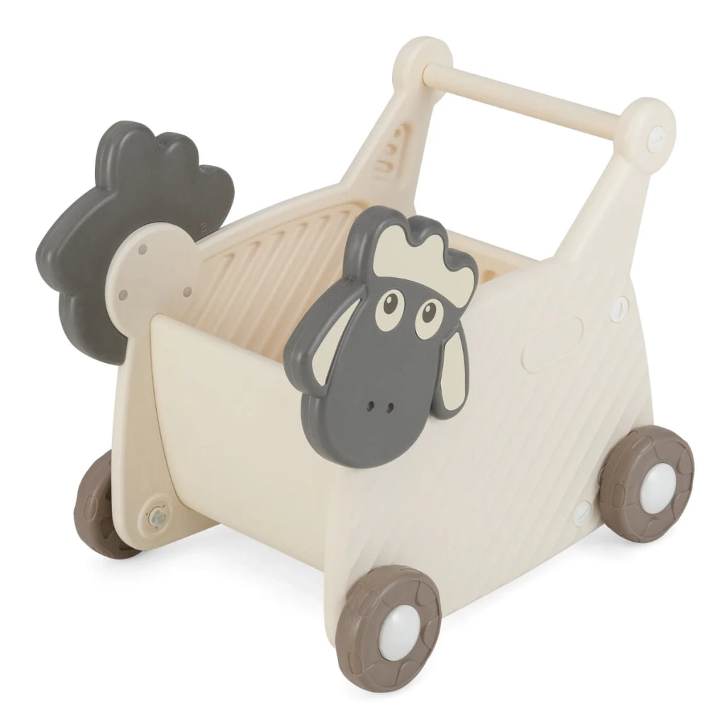 Carrello a forma di pecora 57 x 43 x 49 cm con ampia capacità di stoccaggio e adorabile design in HDPE beige 20_0014566