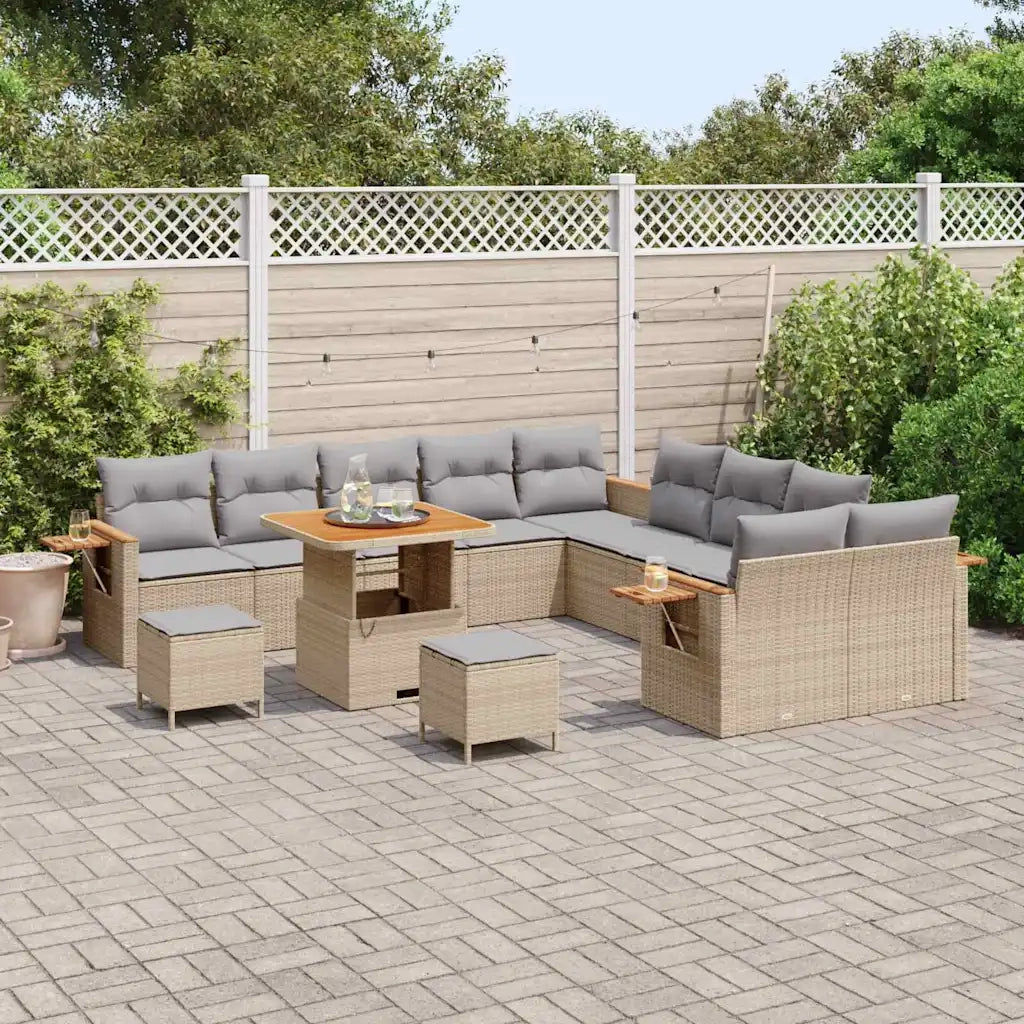 Set Divano da Giardino 17 pcs Beige e Grigio Chiaro polyrattan 3365182
