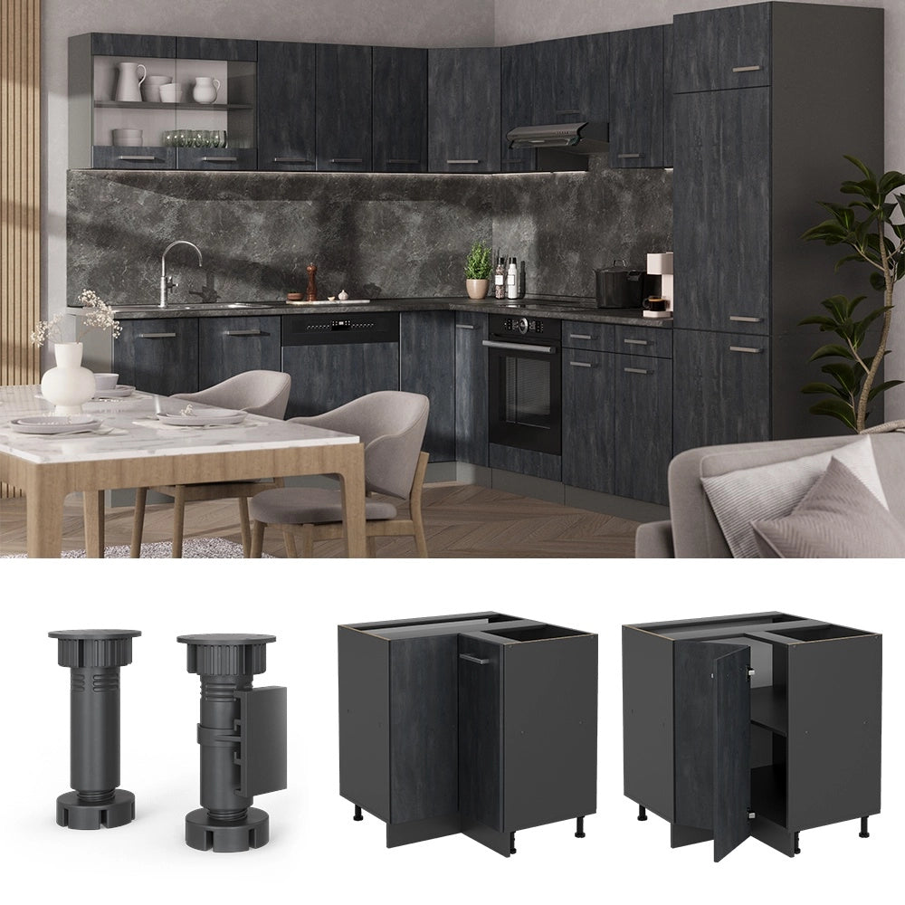 Mobile ad angolo cucina R-Line Calce nera/Antracite 75.6 cm senza piano di lavoro Vicco