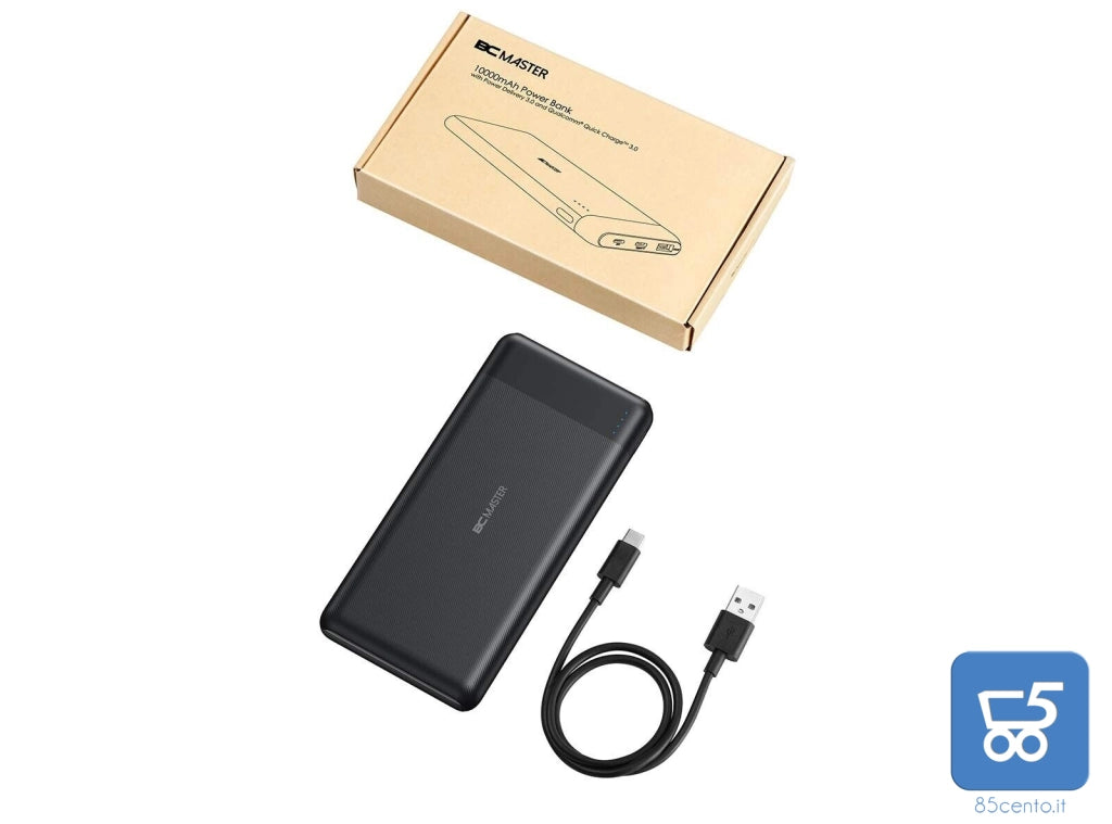 Caricabatterie Portatile BCMASTER 10000mAh USB C PowerBank per iPhone iPad e dispositivi USB ricarica rapida 3.0