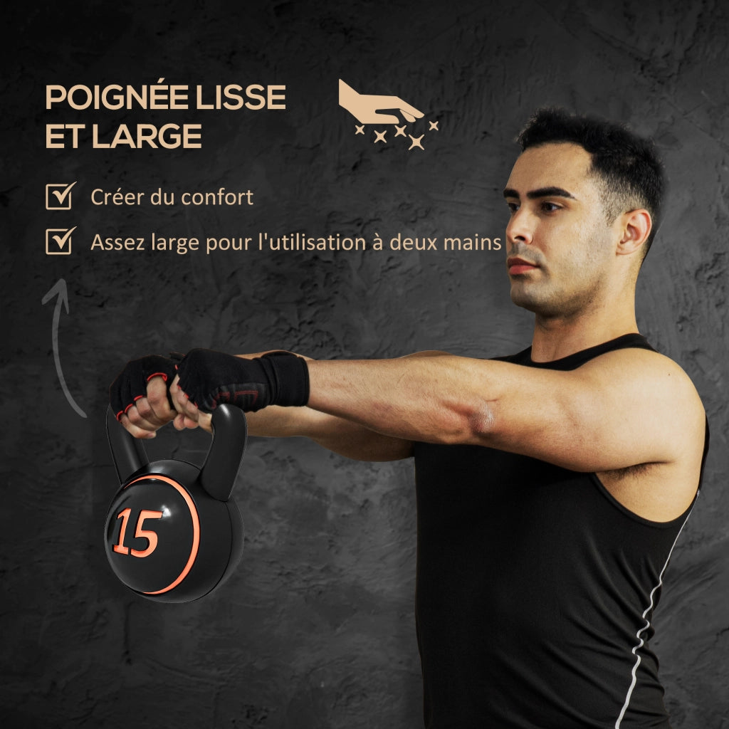 Set di 3 Kettlebell ¨C zephmum ¨C 2.2, 4.5, 6.8 kg, Antiscivolo, con Piastra Porta Kettlebell, Nero