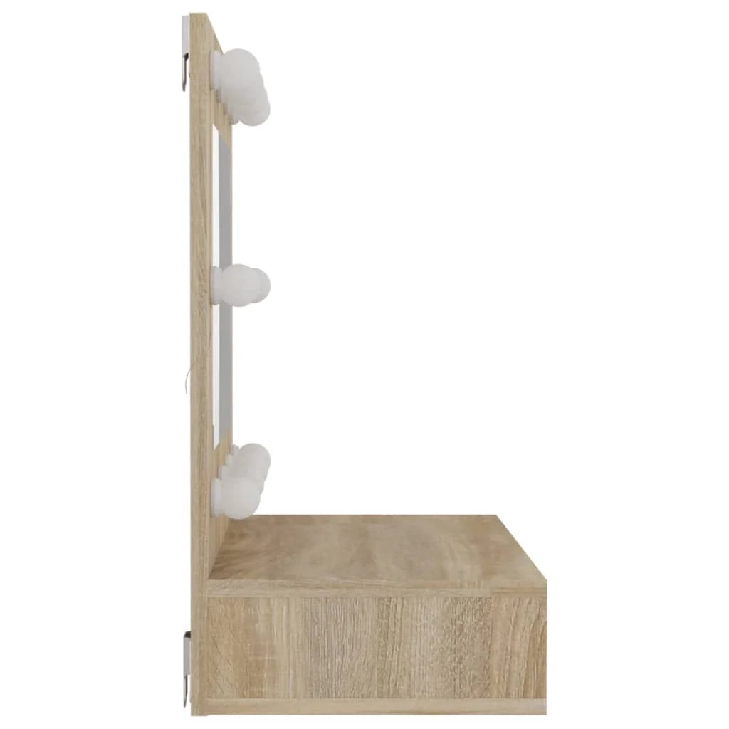 Armadio a specchio con illuminazione a LED 60 x 31,5 x 62 cm rovere 02_0006670