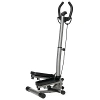 Stepper con Manubrio Regolabile, Monitor LCD ed Elastici, 55x53x118-128cm, Nero