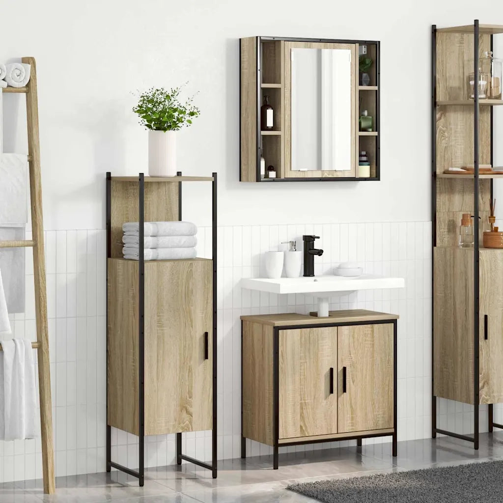 Set di mobili per il bagno 3 pcs Marrone Legno multistrato 3345150