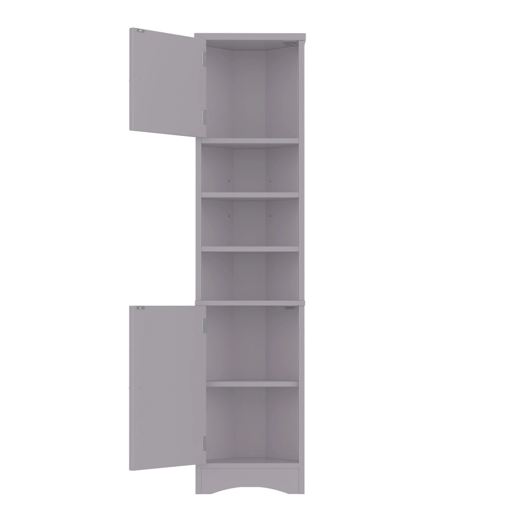 Armadietto Bagno Triangolare ¨C MINIMAL ¨C Grigio, 3 Ripiani, Ante, 36.5x24.5x170