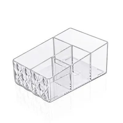 Organizer porta trucchi e cosmetici in plastica trasparente con 4 scomparti