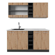 Vicco Cucina completa Rovere artigianale/antracite 160 cm , PL Marmo